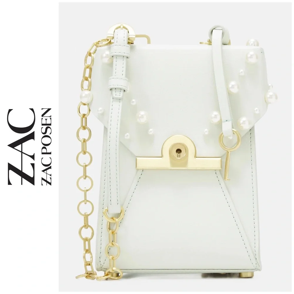 ZAC Zac Posen Amelia Embellished Leather Phone Crossbody Bag EUC - Picture 1 of 17